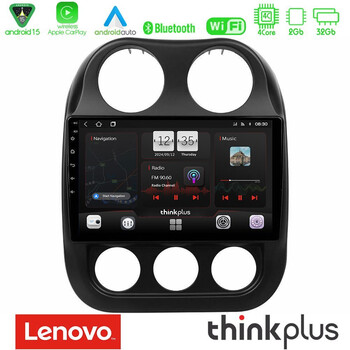 Lenovo Thinkplus Series 4core Android15 2+32gb  Jeep Compass 2012-2016 Navigation Multimedia Tablet 9" με Carplay & Android Auto u-sqz-Jp0076