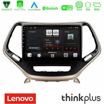 Lenovo Thinkplus Series 4core Android15 2+32gb  Jeep Cherokee 2014-2019 Navigation Multimedia Tablet 9" με Carplay & Android Auto u-sqz-Jp0077