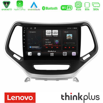 Lenovo Thinkplus Series 4core Android15 2+32gb  Jeep Cherokee 2014-2019 Navigation Multimedia Tablet 9" (Ασημί Χρώμα) με Carplay & Android Auto u-sqz-Jp0077s