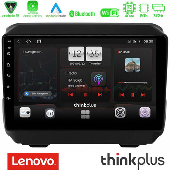 Lenovo Thinkplus Series 4core Android15 2+32gb  Jeep Wrangler 2018-> Navigation Multimedia Tablet 9" με Carplay & Android Auto u-sqz-Jp0865