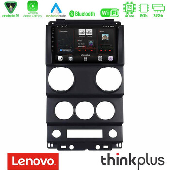 Lenovo Thinkplus Series 4core Android15 2+32gb  Jeep Wrangler 2door 2008-2010 Navigation Multimedia Tablet 9" με Carplay & Android Auto u-sqz-Jp1037