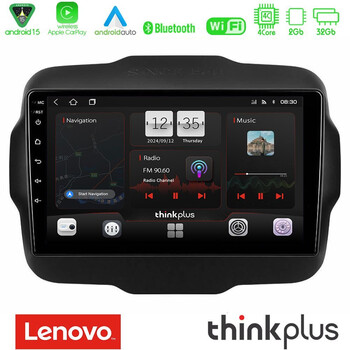 Lenovo Thinkplus Series 4core Android15 2+32gb  Jeep Renegade 2015-2019 Navigation Multimedia Tablet 9" με Carplay & Android Auto u-sqz-Jp134