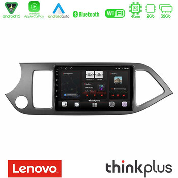 Lenovo Thinkplus Series 4core Android15 2+32gb  kia Picanto Navigation Multimedia Tablet 9" με Carplay & Android Auto u-sqz-Ki0611