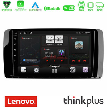 Lenovo Thinkplus Series 4core Android15 2+32gb  Mercedes r Class Navigation Multimedia Tablet 9" με Carplay & Android Auto u-sqz-Mb0781