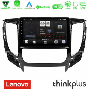 Lenovo Thinkplus Series 4core Android15 2+32gb  Mitsubishi L200 2016-> & Fiat Fullback (Auto A/c) Navigation Multimedia Tablet 9" με Carplay & Android Auto u-sqz-Mt0719