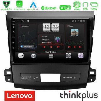 Lenovo Thinkplus Series 4core Android15 2+32gb  Mitsubishi Outlander/citroen c-Crosser/peugeot 4007 Navigation Multimedia Tablet 9" με Carplay & Android Auto u-sqz-Mt662
