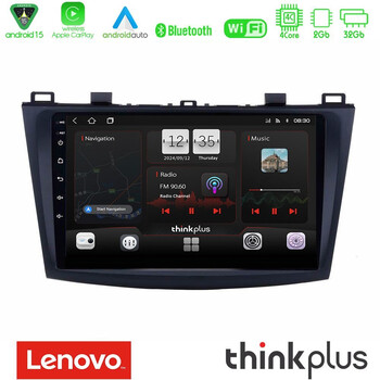 Lenovo Thinkplus Series 4core Android15 2+32gb  Mazda 3 2009-2014 Navigation Multimedia Tablet 9" με Carplay & Android Auto u-sqz-Mz0228