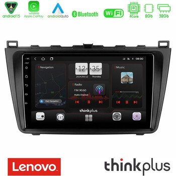 Lenovo Thinkplus Series 4core Android15 2+32gb  Mazda 6 2008-2012 Navigation Multimedia Tablet 9" με Carplay & Android Auto u-sqz-Mz0233