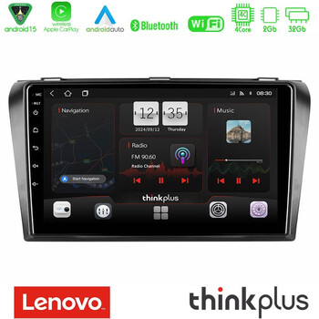 Lenovo Thinkplus Series 4core Android15 2+32gb  Mazda 3 2004-2009 Navigation Multimedia Tablet 9" με Carplay & Android Auto u-sqz-Mz0245