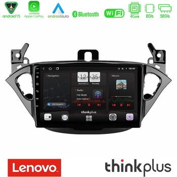 Lenovo Thinkplus Series 4core Android15 2+32gb  Opel Corsa E/adam Navigation Multimedia Tablet 9" με Carplay & Android Auto u-sqz-Op0425