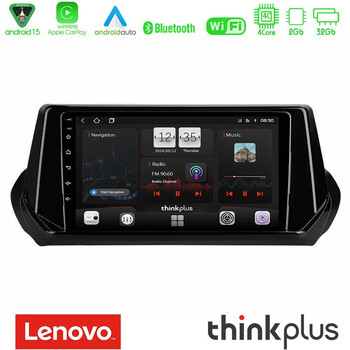 Lenovo Thinkplus Series 4core Android15 2+32gb  Peugeot 208 2019-2023 Navigation Multimedia Tablet 9" με Carplay & Android Auto u-sqz-Pg1071