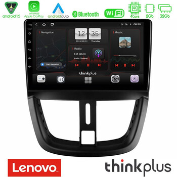 Lenovo Thinkplus Series 4core Android15 2+32gb  Peugeot 207 Navigation Multimedia Tablet 9" με Carplay & Android Auto u-sqz-Pg0688