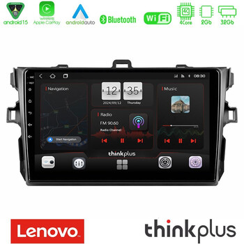 Lenovo Thinkplus Series 4core Android15 2+32gb  Toyota Corolla 2007-2012 Navigation Multimedia Tablet 9" με Carplay & Android Auto u-sqz-Ty0502