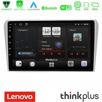 Lenovo Thinkplus Series 4core Android15 2+32gb  Toyota Avensis t25 02/2003–2008 Navigation Multimedia Tablet 9" με Carplay & Android Auto u-sqz-Ty412n