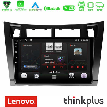 Lenovo Thinkplus Series 4core Android15 2+32gb  Toyota Yaris Navigation Multimedia Tablet 9" (Μαύρο Χρώμα) με Carplay & Android Auto u-sqz-Ty626b
