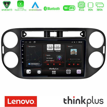 Lenovo Thinkplus Series 4core Android15 2+32gb  vw Tiguan Navigation Multimedia Tablet 9" (23mm Alarm Button) με Carplay & Android Auto u-sqz-Vw0639