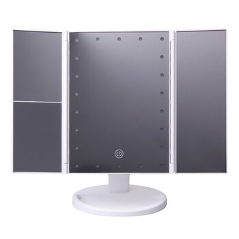 JOCCA FOLDABLE MAKEUP MIRROR WITH LED LIGHT AND 1X/2X/3X MAGNIFICATION WHITE