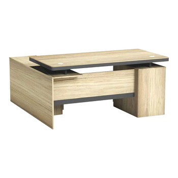 Γραφείο επαγγελματικό Lotus pakoworld με δεξιά γωνία σε φυσική-ανθρακί απόχρωση  200x160x76εκ