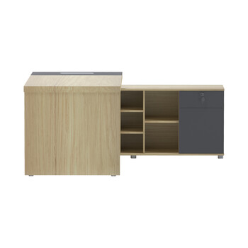 Γραφείο επαγγελματικό Lotus pakoworld με δεξιά γωνία σε φυσική-ανθρακί απόχρωση  160x160x75εκ