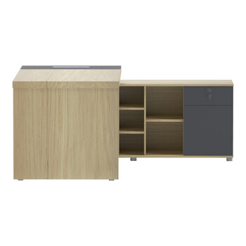 Γραφείο επαγγελματικό Lotus pakoworld με δεξιά γωνία σε φυσική-ανθρακί απόχρωση 180x180x75εκ