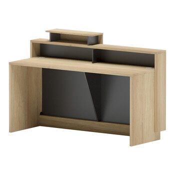 Γραφείο reception Lotus pakoworld σε φυσική-ανθρακί απόχρωση 160x60x105εκ