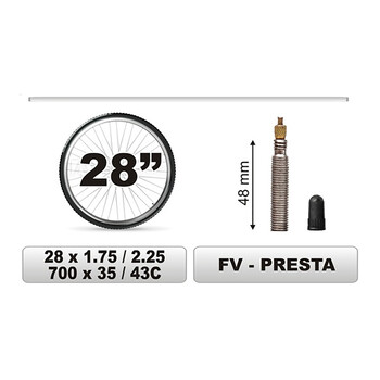 68383-CC . ΣΑΜΠΡΕΛΑ ΠΟΔΗΛΑΤΟΥ 28x1.75/2,25 ΜΕΓΑΛΗ ΒΑΛΒΙΔΑ 48mm CAR COMMERCE - 1 ΤΕΜ.
