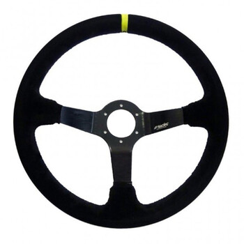 SRCAR/350C . ΤΙΜΟΝΙ CARRERA ΤΡΙΑΚΤΙΝΟ 350 mm/ΠΑΧΟΣ 104 mm/BΑΘΟΣ 90 mm (ΜΑΥΡΟ ΣΟΥΕΝΤ ΜΕ ΚΙΤΡΙΝΗ ΡΙΓΑ)