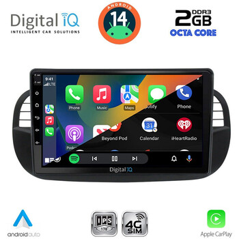 DIGITAL IQ RTG 4130BL_CPA (9inc) MULTIMEDIA TABLET for FIAT 500 mod. 2007-2015 (BLACK)