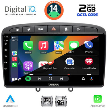 DIGITAL IQ RTG 4513BL_CPA (9inc) MULTIMEDIA TABLET for PEUGEOT 308 mod.2007-2012 - RCZ mod.2009-2015 (BLACK)