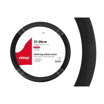 01697/AM . ΚΑΛΥΜΜΑ ΤΙΜΟΝΙΟΥ 37/39CM SWC-20  ΜΑΥΡΟ ΜΕ ΛΕΥΚΗ ΡΑΦΗ