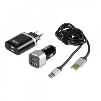 L3885.3/T . ΚΑΛΩΔΙΟ ΦΟΡΤΙΣΗΣ SILVER LINE USB TYPE C -100 cm (ΔΙΠΛΟΣ ΑΝΤΑΠΤΟΡΑΣ ΑΝΑΠΤΗΡΑ 12/24V ΚΑΙ ΠΡΙΖΑ 220 V) 