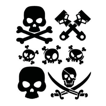 SRSRS6 . ΑΥΤΟΚΟΛΛΗΤΑ ΝΕΚΡΟΚΕΦΑΛΕΣ SKULLS (ΦΥΛΛΟ 12 Χ 10 cm) - 7 ΤΕΜ.