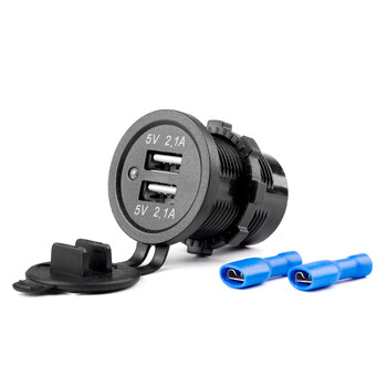 02854/AM . ΠΡΙΖΑ ΜΕ 2 ΘΥΡΕΣ USB 12/24V - 2x5V/2.1A Φ37mmX51mm MOD-04 AMIO