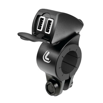 L3882.8/T . ΦΟΡΤΙΣΤΗΣ USB ΔΙΠΛΟΣ TREK 12/24V 5400mA ΜΕ ΒΑΣΗ ΣΤΗΡΙΞΗΣ ΤΙΜΟΝΙΟΥ 21-32mm ΚΑΙ ΚΑΛΩΔΙΟ 150cm ΑΔΙΑΒΡΟΧΟΣ