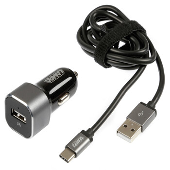 L3889.3/T . ΦΟΡΤΙΣΤΗΣ ΑΝΑΠΤΗΡΑ 12/24V ΜΕ 1 USB TYPE-C 3000mA ΜΕ ΚΑΛΩΔΙΟ 100cm FAST CHARGER SILVER LINE
