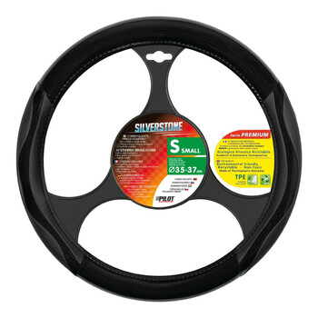 L3294.2 . ΚΑΛΥΜΜΑ ΤΙΜΟΝΙΟΥ SILVERSTONE (S) 35/37cm CARBON /ΔΕΡΜΑΤΙΝΗ ΜΑΥΡΟ ΑΟΣΜΟ ECO-FRIENDLY