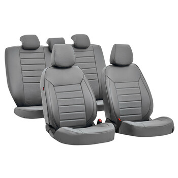 L5466.6 . ΚΑΛΥΜΜΑΤΑ ΚΑΘΙΣΜΑΤΩΝ LUXURY LEATHERETTE ΔΕΡΜΑΤΙΝΗ ΑΦΡΩΔΕΣ ΓΚΡΙ - 4 ΤΕΜ.