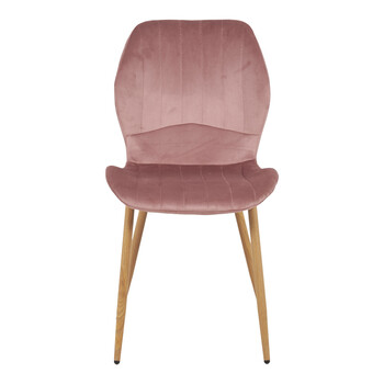 Καρέκλα Jelour pakoworld βελούδο σε σάπιο μήλο απόχρωση-πόδια φυσικά μεταλλικά 46.5x60x84εκ 4 τμχ