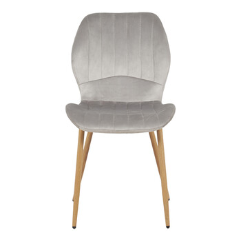 Καρέκλα Jelour pakoworld βελούδο σε γκρι απόχρωση-πόδια φυσικά μεταλλικά 46.5x60x84εκ 4 τμχ