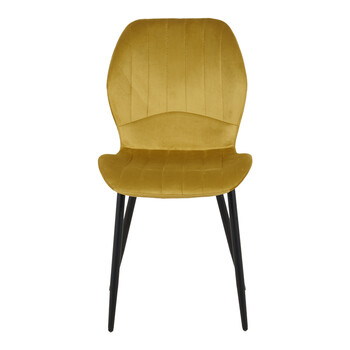 Καρέκλα Jelour pakoworld βελούδο σε κίτρινη απόχρωση 46.5x60x84εκ 4 τμχ