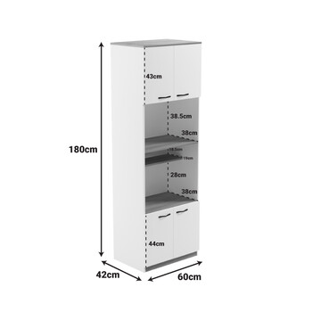 Ντουλάπα κουζίνας Rowan pakoworld σε ανθρακί-oak απόχρωση 60x42x182εκ