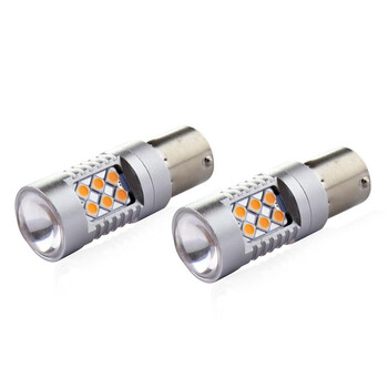 02580/AM . PY21W 12/24V 6.000k 0.54A - 6.48W 800lm LED 24xSMD3030 CAN-BUS ΠΟΡΤΟΚΑΛΙ 18x56mm  AMIO -2 ΤΕΜ.