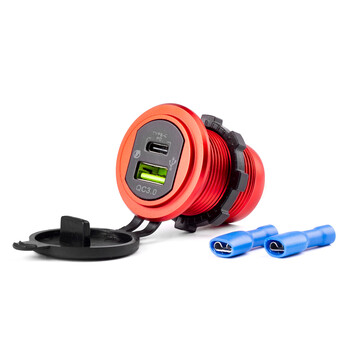 02859/AM . ΠΡΙΖΑ ΜΕ 2 ΘΥΡΕΣ USB ΚΑΙ ΚΑΠΑΚΙ ΚΟΚΚΙΝΗ 12/24V 5-12V 3.0A QUICK CHARGER MOD-09 AMIO -1 ΤΕΜ.