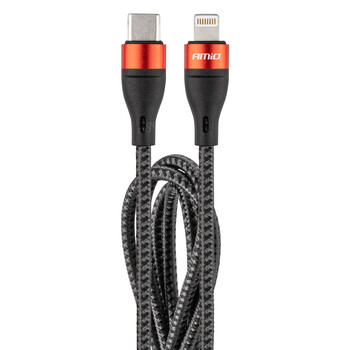 02929/AM . ΚΑΛΩΔΙΟ ΦΟΡΤΙΣΗΣ ΚΑΙ ΣΥΓΧΡΟΝΙΣΜΟΥ USB TYPE C ΣΕ APPLE LIGHTNING 100cm 2.4A UC-17 AMIO - 1 ΤΕΜ.