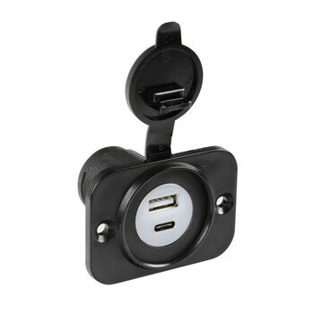 L3912.0 . ΠΡΙΖΑ ΑΝΑΠΤΗΡΑ ΜΕ ΚΑΠΑΚΙ ΚΑΙ 2 ΘΥΡΕΣ USB (A+C) 12/24V 3000mA 15W ΜΑΥΡΗ FAST CHARGE LAMPA - 1 TEM.