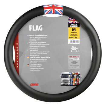 L9781.1 . ΚΑΛΥΜΜΑ ΤΙΜΟΝΙΟΥ ΦΟΡΤΗΓΟΥ FLAG ENGLAND ΜΑΥΡΟ ΜΕ ΣΗΜΑΙΑ ΑΓΓΛΙΑΣ (M) 44-46cm LAMPA - 1 TEM.