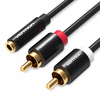 VENTION 3.5mm Female to 2RCA Male Audio Cable Metal Type (VAB-R01-B150) (VENVAB-R01-B150)