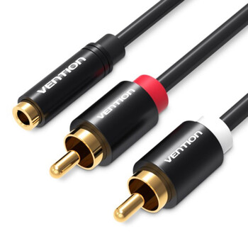 VENTION 3.5mm female - 2x RCA male Cable Black 2m (VAB-R01-B200) (VENVAB-R01-B200)