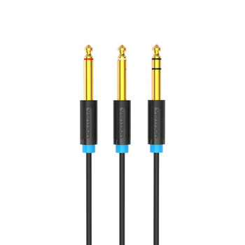 VENTION TRS 6.5mm Male to 2*6.5mm Male Audio Cable 1M Black (BATBF) (VENBATBF)