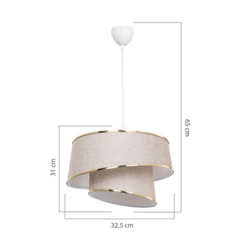 Φωτιστικό οροφής μονόφωτο PWL-1127 pakoworld Ε27 μπεζ-χρυσό-λευκό Φ32.5x65εκ